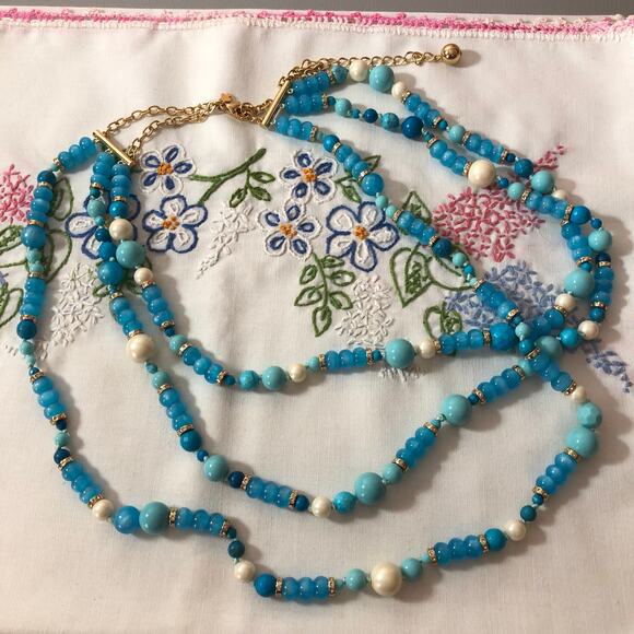 KATE SPADE Turquoise Blue Triple Strand Necklace Azure Allure, NEW - Picture 11 of 11